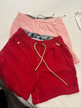 Polo by Ralph Lauren Red and Pink Swim Shorts Set